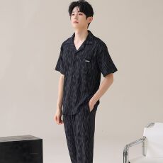 批发纯棉睡衣<b class='q'>男</b>士夏季短袖2026年新款<b class='q'>男</b>生休闲凉感短袖家居服两件套装
