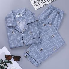 批发夏季<b class='q'>男士</b>有排门跑量款短袖长裤中青年薄款睡衣男家居服