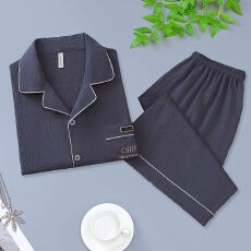 批发男士睡衣新款夏季云朵棉短袖短裤宽松开衫休闲大码青年家居服套装