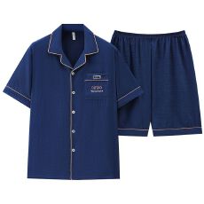 批发男士睡衣新款夏季云朵棉短袖短裤宽松开衫休闲大码青年家居服套装