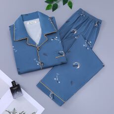 批发夏季<b class='q'>男士</b>睡衣短袖长裤120克仿棉拉架夏天爸爸开衫家居服套