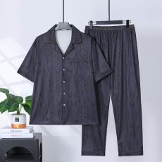 批发夏季<b class='q'>男士</b>睡衣短袖长裤120克仿棉拉架夏天爸爸开衫家居服套