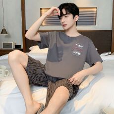 批发短袖短裤<b class='q'>睡衣</b>男直播套装纯棉家居服夏天休闲夏季套头<b class='q'>全棉</b>网红薄款