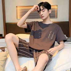 批发短袖短裤<b class='q'>睡衣</b>男直播套装纯棉家居服夏天休闲夏季套头<b class='q'>全棉</b>网红薄款