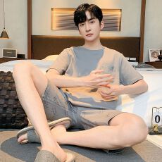 批发短袖短裤<b class='q'>睡衣</b>男直播套装纯棉家居服夏天休闲夏季套头<b class='q'>全棉</b>网红薄款