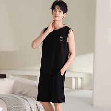 批发男款<b class='q'>睡衣</b>夏季薄款莫代尔凉感背心短裤宽松<b class='q'>大码</b>套装