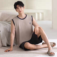 批发男款<b class='q'>睡衣</b>夏季薄款莫代尔凉感背心短裤宽松<b class='q'>大码</b>套装