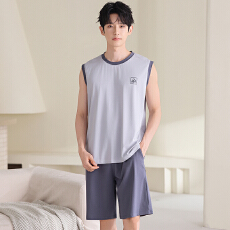 批发男款<b class='q'>睡衣</b>夏季薄款莫代尔凉感背心短裤宽松<b class='q'>大码</b>套装