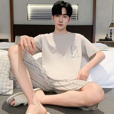 批发夏季莫代尔男士<b class='q'>睡衣</b><b class='q'>短袖</b>短裤圆领套头加大码家居服套装