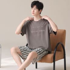 批发100%纯棉男士夏季短袖<b class='q'>短裤</b>圆领加<b class='q'>大码</b>家居服套装