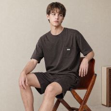 批发夏季新款莫代尔<b class='q'>男士</b>短袖短裤套头睡衣运动休闲男家居服