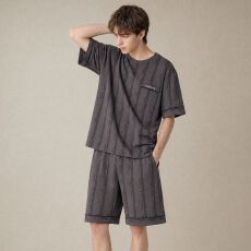 批发夏季新款莫代尔<b class='q'>男士</b>短袖短裤套头睡衣运动休闲男家居服