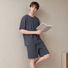 批发夏季新款莫代尔<b class='q'>男士</b>短袖短裤套头睡衣运动休闲男家居服
