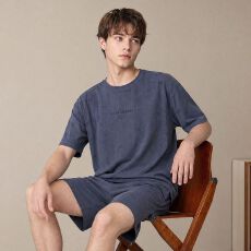 批发夏季新款莫代尔<b class='q'>男士</b>短袖短裤套头睡衣运动休闲男家居服