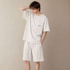 批发夏季新款莫代尔<b class='q'>男士</b>短袖短裤套头睡衣运动休闲男家居服