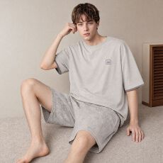 批发夏季新款莫代尔<b class='q'>男士</b>短袖短裤套头睡衣运动休闲男家居服