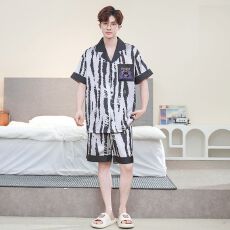 批发新款男士冰雪丝双短套装青少年宽松休闲舒适可外穿的<b class='q'>家居服</b>套装