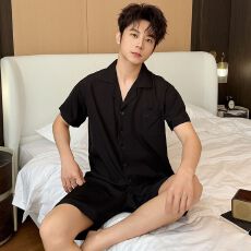 批发男士睡衣短袖短裤薄款冰丝夏季男式夏天学生<b class='q'>男生</b>可外穿家居服套装