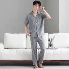 批发(实拍)男士云朵棉满印休闲宽松短长裤睡衣家居服套装