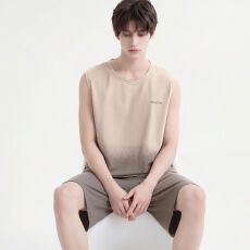 批发纯棉背心短裤<b class='q'>男</b>士睡衣夏季新款圆领休闲简约可外穿家居服套装