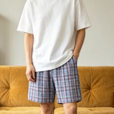 批发双口袋睡裤男夏季新款小众格子均码爆款休闲家居裤可外穿