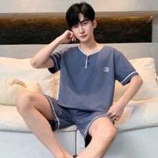 批发短袖<b class='q'>短裤</b>睡衣薄款<b class='q'>男</b>套装家居服全棉青年夏季纯棉套头直播休闲网红