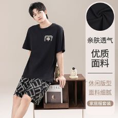 批发2026新款纯棉睡衣男士夏季翻领开衫短袖短裤休闲成熟风家居服套装