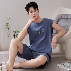 批发2026新款纯棉睡衣男夏季<b class='q'>背心</b>短裤圆领套头直播爆款<b class='q'>男士</b>家居服