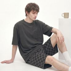批发2026夏季<b class='q'>新款</b>纯棉睡衣男背心短裤休闲简约男士家居服套装可外穿