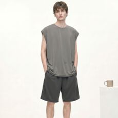 批发2026夏季<b class='q'>新款</b>纯棉睡衣男背心短裤休闲简约男士家居服套装可外穿
