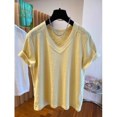 批发<b class='q'>夏</b>装新款大码女装韩版休闲V领正肩法式甜美个性短袖T恤女