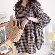 批发夏装新款大码女装通勤宽松<b class='q'>蕾丝</b>边彩扣棉麻衬衫<b class='q'>娃娃衫</b>M-4XL200斤