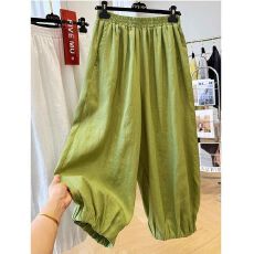 批发新款棉麻阔腿裤文艺慵懒风松弛感裤棉麻宽松休闲裤阔腿灯笼裤