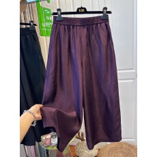 批发新款<b class='q'>大码</b>高级感松紧腰纯色醋酸休闲裤女九分裤垂感显瘦宽松裤