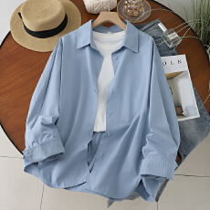 批发实拍2026早<b class='q'>春</b>韩版韩系慵懒风宽松休闲纯棉长袖衬衫廓形气质上衣