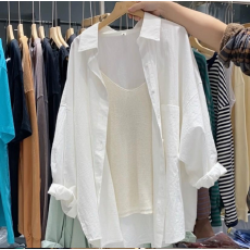 批发夏装新款大码女装外搭<b class='q'>衬衫</b><b class='q'>男</b>友风高级感小衫<b class='q'>韩版</b>防晒衣防晒衫