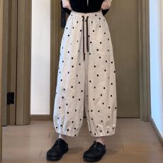批发夏装新款<b class='q'>大码</b>女装波点<b class='q'>哈伦裤</b>薄款宽松显瘦<b class='q'>大码</b>休闲九分运动裤