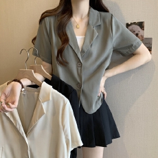 批发实拍夏装大码女装小西装短款小个子设计感<b class='q'>西服</b>上衣M 4XL200斤