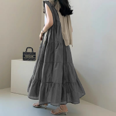 批发2026夏装<b class='q'>大码</b>女装日韩通勤轻熟长款无袖连衣裙百搭长裙M 4XL200斤