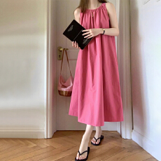 批发夏装新款<b class='q'>大码</b>女装无袖连衣裙显瘦海边度假背心挂脖长裙M-4XL200斤