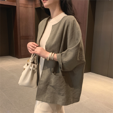 批发2026新款韩版大码女装宽松冰丝棉麻料上衣复古简约棉麻<b class='q'>T</b><b class='q'>恤</b>女