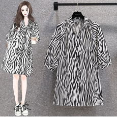 批发实拍新款休闲宽松胖妹妹后背抽褶连衣裙廓形a字中长裙M-4XL200斤