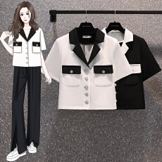 批发实拍夏装新款大码女装胖MM气质名媛高级小香风<b class='q'>西装</b>上衣M-4XL200斤