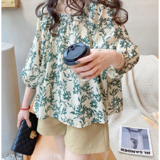 夏装新款大码女装宽松灯笼袖碎花棉麻衬衫娃娃衫上衣M-4XL200斤