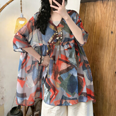 批发实拍夏装新款外贸女装花朵泡泡袖蕾丝衫雪纺上衣长袖<b class='q'>衬衫</b>两面穿