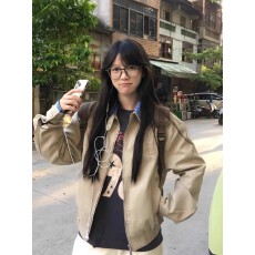批发美式复古miu系夹克外套格子拼接<b class='q'>休闲</b>工装小众设计感潮牌上衣男女