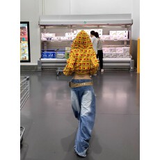 批发美式复古水洗渐变直筒牛仔裤男女春秋宽松休闲百搭阔腿拖地<b class='q'>长裤</b>