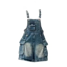 批发夏季新款牛仔背带裤宽松显瘦百搭休闲工装裤时尚洋气减龄<b class='q'>连体</b><b class='q'>短裤</b>