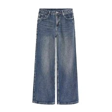 批发美式复古辣妹重工字母<b class='q'>烫钻</b><b class='q'>牛仔裤</b>子女夏季设计感小众拖地阔腿长裤