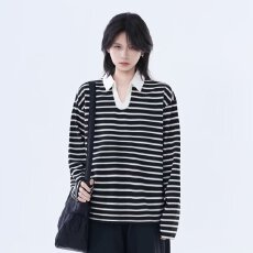 批发简约长袖POLO潮流<b class='q'>原宿</b><b class='q'>气质</b>百搭日系新款流行时尚文艺ins慵懒